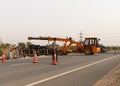 Crashed Truck lies on the road after incident.