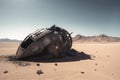 Crashed ufo desert. Generate Ai Royalty Free Stock Photo