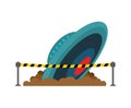 Crashed UFO isolated. collapsed unidentified flying object Royalty Free Stock Photo