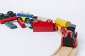 Crashed wooden toy train Royalty Free Stock Photo