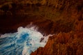 Crashing water hits rocks at Midodaren beach