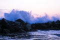 Crashing Waves on Marina Del Rey Rocks Royalty Free Stock Photo