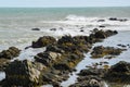 Crashing Waves on the Rocky Coast of Rhode Island Royalty Free Stock Photo