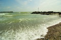 Crashing waves on shore of Olimp resort Romania Royalty Free Stock Photo
