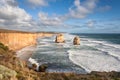 Crashing waves at the Twelve Apostles viewpoint, Great Ocean Road, Victoria, Australia Royalty Free Stock Photo