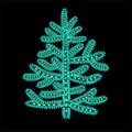 Crasy animated Christmas green tree isolated on black background. Royalty Free Stock Photo