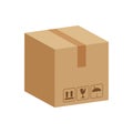 Crate boxes 3d, cardboard box brown, flat style cardboard parcel boxes, packaging cargo, isometric boxes brown, packaging box Royalty Free Stock Photo