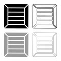Crate for cargo transportation Wooden box Container icon outline set black grey vector illustration Royalty Free Stock Photo