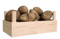 A crate with russet potato isolate on white Royalty Free Stock Photo