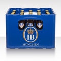 Crate of traditional classic German beer Bavarian brewery HB Munich