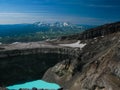 Crater acid lake in Gorely volcano, Kamchatka peninsula Russia Royalty Free Stock Photo