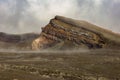 Crater of active volcano Goreliy smoke and clouds. Kamchatlka peninsula. . Royalty Free Stock Photo