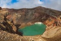 Crater of active volcano Goreliy smoke and clouds. Kamchatlka peninsula. . Royalty Free Stock Photo