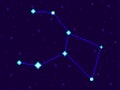 Crater constellation in pixel art style. 8-bit stars in the night sky in retro video game style. Cluster of stars and galaxies.