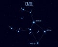 Crater constellation, vector illustration with the names of basic stars