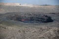 Crater of the Erta Ale and it`s permanant lava lake Royalty Free Stock Photo