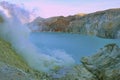 Crater Kawah Ijan volcano with world's largest acid lake