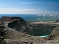 Crater lake in Gorely volcano, Kamchatka peninsula, Russia Royalty Free Stock Photo