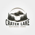 crater lake national park logo vector vintage illustration design Royalty Free Stock Photo