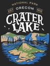 Crater Lake National Park Oregon T-Shirt Design Royalty Free Stock Photo