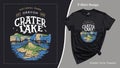 Crater Lake National Park Oregon T-Shirt Design Royalty Free Stock Photo