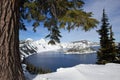 Crater Lake Oregon scenic snow-scape Royalty Free Stock Photo