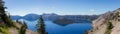 Crater Lake panorama view in the summer. Royalty Free Stock Photo