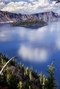 Crater Lake Reflection Clouds Blue Sky Oregon Royalty Free Stock Photo