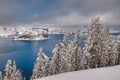 Crater Lake Snow Royalty Free Stock Photo