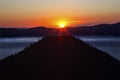 Crater Lake Wizard Island Sunrise Oregon Royalty Free Stock Photo