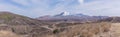 Crater of Mount Naka or Aso Mountain is the largest active volca