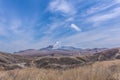 Crater of Mount Naka or Aso Mountain is the largest active volca