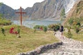 Crater of Mount Pinatubo and cross in Zambales, Philippines