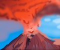Crater mountain volcano hot natural eruption. Erupting volcano