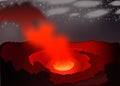 Crater mountain volcano hot natural eruption. Erupting volcano