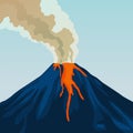 Crater mountain volcano hot natural eruption. Smoke. Fire.