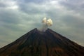 The crater at the peak of Mount Semeru emitting smoke Royalty Free Stock Photo