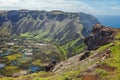 Crater of the Rano Kau volcano, Easter island Royalty Free Stock Photo