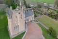 Crathes Castle aerial view during summer evening Royalty Free Stock Photo