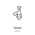 Cravat outline vector icon. Thin line black cravat icon, flat vector simple element illustration from editable concept isolated on