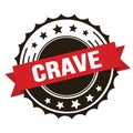 CRAVE text on red brown ribbon stamp
