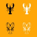 Craw fish black and white set icon. Royalty Free Stock Photo