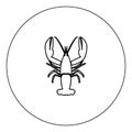 Craw fish icon black color in circle vector illustration isolated