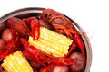 A Crawfish Boil with Corn on the Cob and Potatoes Royalty Free Stock Photo