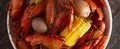 A Crawfish Boil with Corn on the Cob and Potatoes Royalty Free Stock Photo