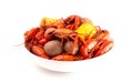 A Crawfish Boil with Corn on the Cob and Potatoes Royalty Free Stock Photo