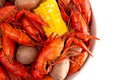 A Crawfish Boil with Corn on the Cob and Potatoes Royalty Free Stock Photo