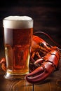 food crayfish snack glass seafood crawfish background crab drink red beer. Generative AI. Royalty Free Stock Photo