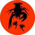 Crawfish label crawfish silhouette, crayfish icon, lobster sign, crawfish symbol