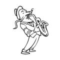 Crawfish Saxophone Player Mascot Black and White Royalty Free Stock Photo